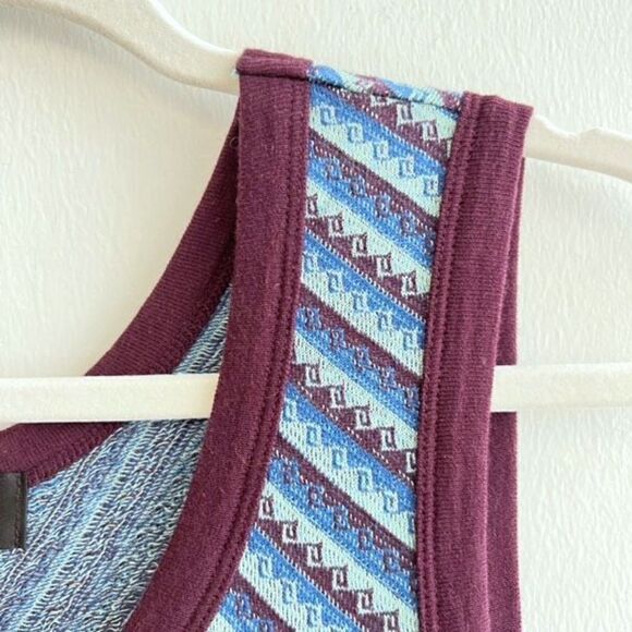 Zucca Women’s M Fuzz Knit Blue Purple Midi Dress Ruffled Hem Sleeveless Japan - Picture 3 of 11